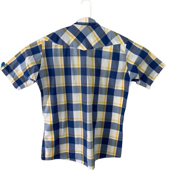 Saddle King Shirt Men Medium Western Short Sleeve Pearl Snaps Plaid - Picture 2 of 6